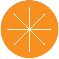 Grow Minnsota's economy icon - orange circle with white star shape