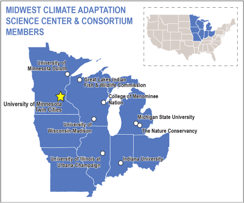 Midwest Climate Adaptation Science Center map.