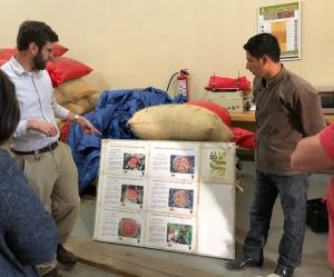 Pitts gives a tour of a coffee roasting facility in Chiapas.