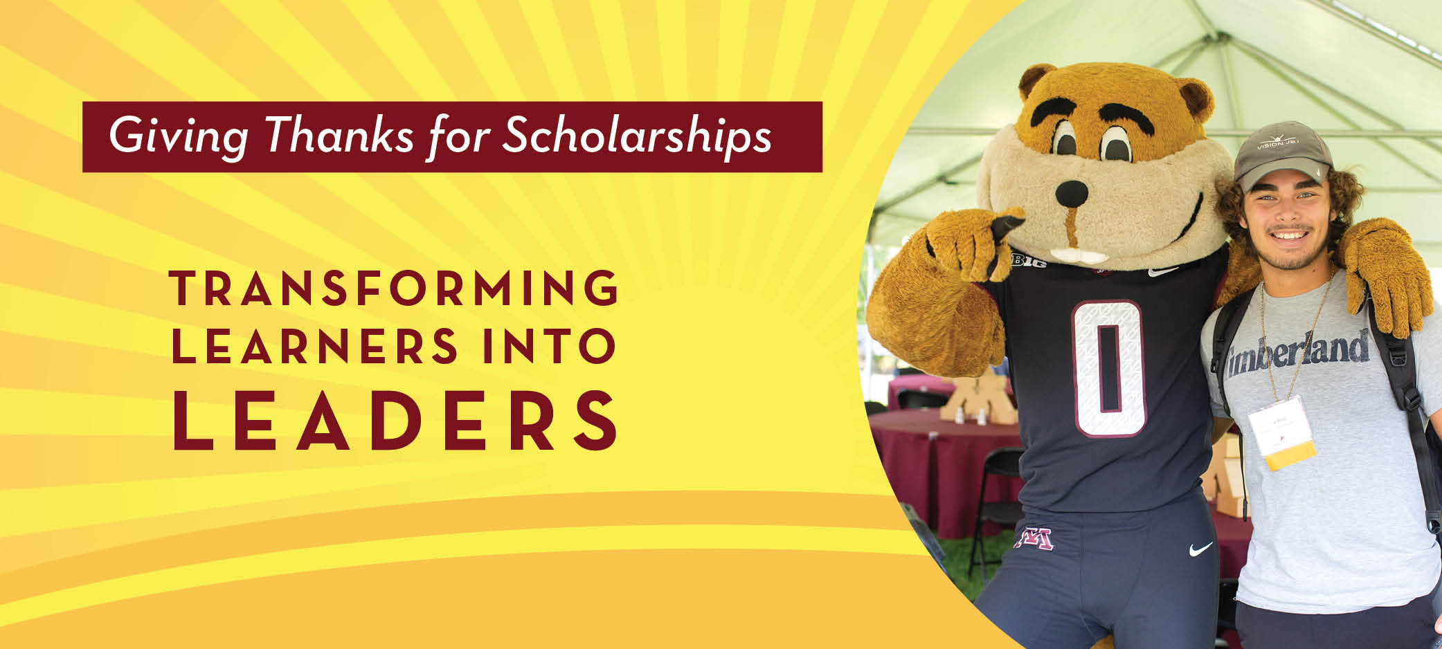 Giving Thanks for Scholarships: Transforming Learners Into Leaders graphic.