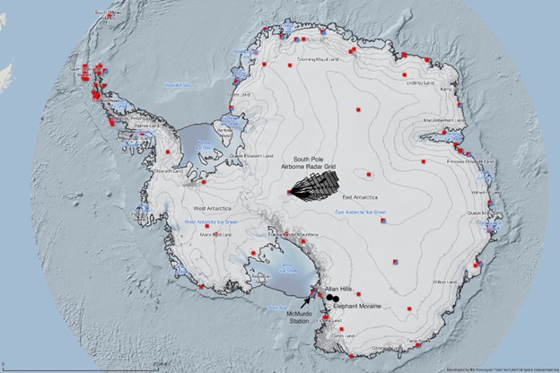COLDEX map of Antarctica. 
