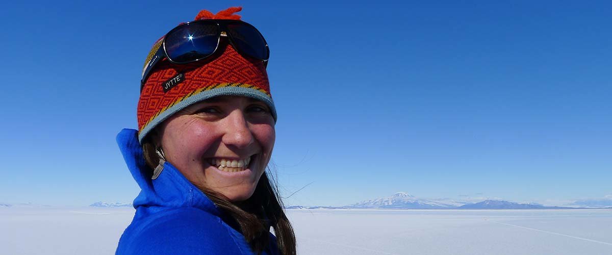 Assistant Professor of Climate Science Heidi Roop in Antarctica during field work.
