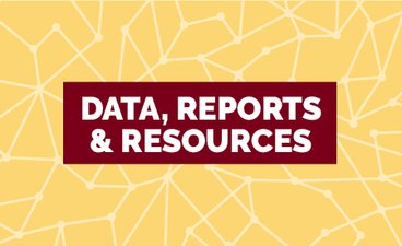 Graphic with the words, "data, reports and resources."