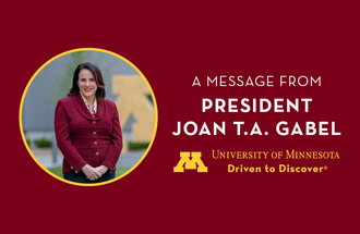 A message from President Joan T.A. Gabel graphic.