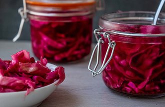 Pickled cabbage in a clamp jar.