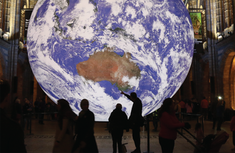 Gaia, an internally-lit sculpture of the Earth featuring imagery from NASA’s Visible Earth project. 