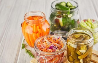Jars of fermented vegetables