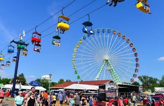 The sky ride and ferris wheel at the Minnesota State Fair